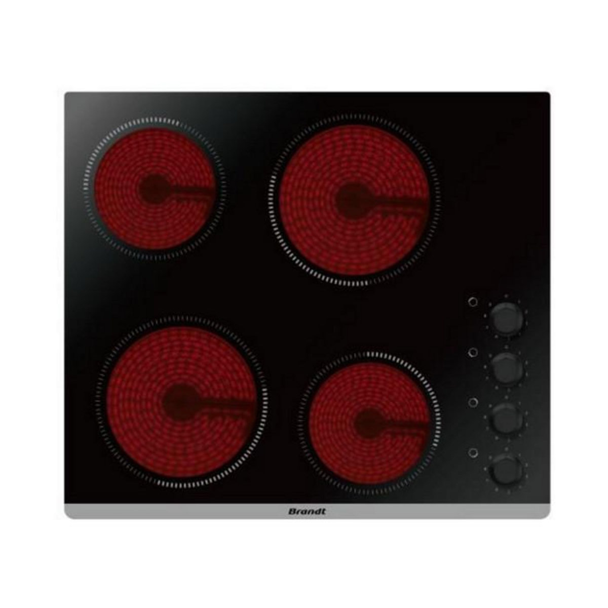BRANDT Table de cuisson vitrocéramique 4 feux 6000w noir - bpv6410b