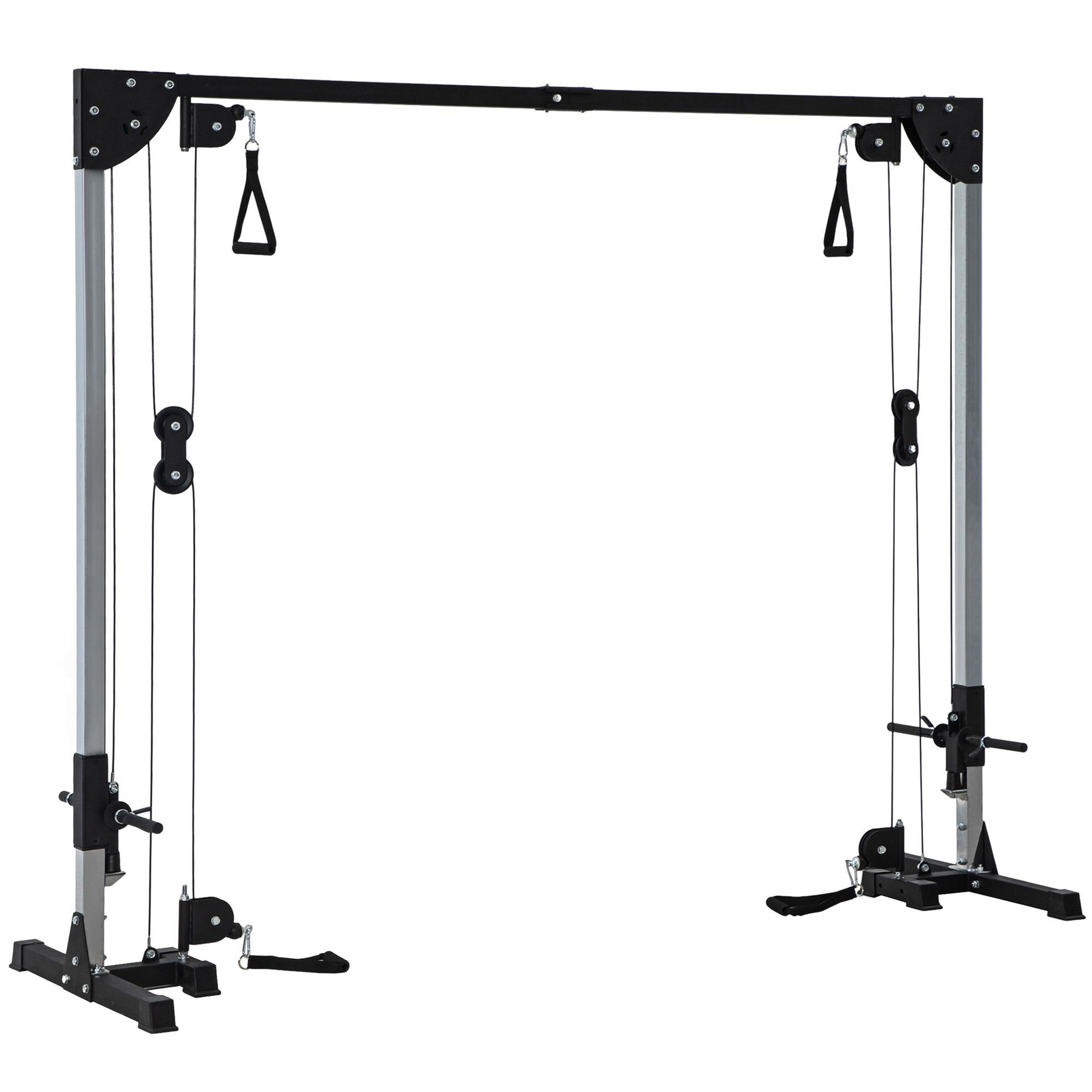 HOMCOM Appareil de musculation double poulie vis à vis crossover - charge libre avec haltère 2 x 50 kg - acier gris noir