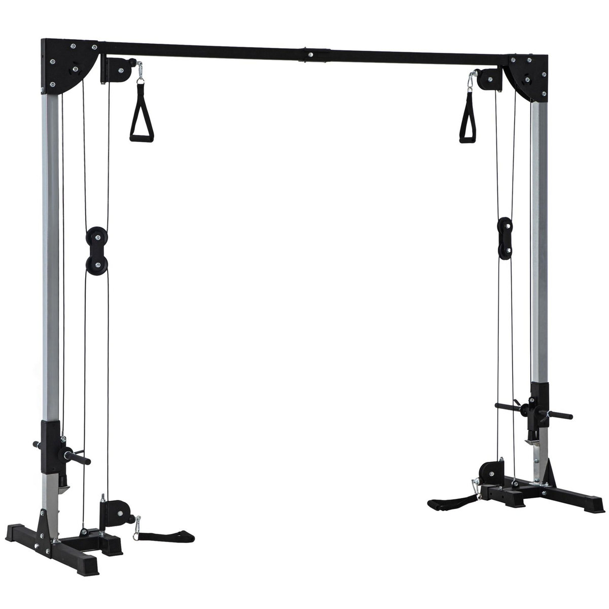 HOMCOM Appareil de musculation double poulie vis à vis crossover - charge libre avec haltère 2 x 50 Kg - acier gris noir