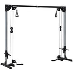 HOMCOM Appareil de musculation double poulie vis à vis crossover - charge libre avec haltère 2 x 50 Kg - acier gris noir