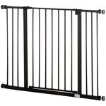 PAWHUT Barrière de sécurité longueur réglable dim. 76-107l x 76H cm sans perçage métal plastique noir