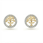 L'ATELIER D'AZUR Boucles d'Oreilles Or Jaune et Zirconiums - Puces Motif Arbre de Vie