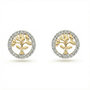 Voir la diapositive 1 : L'ATELIER D'AZUR Boucles d'Oreilles Or Jaune et Zirconiums - Puces Motif Arbre de Vie