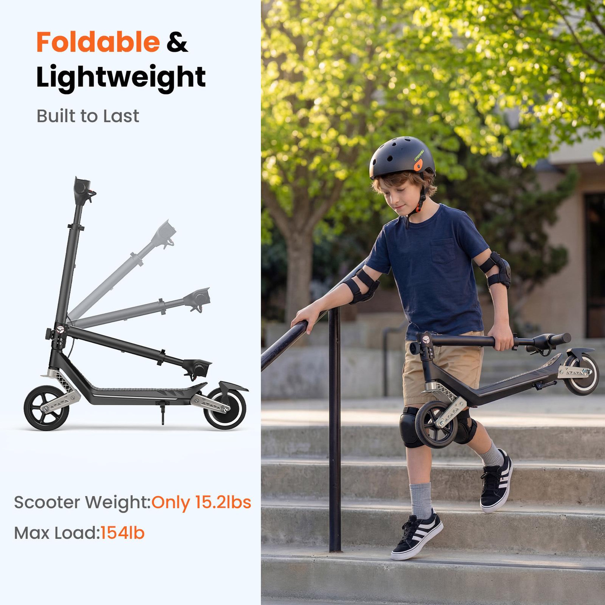 Voir la diapositive 4 : ISCOOTER Trottinette électrique pour enfants iScooter K6, écran LED, hauteur réglable, haut-parleur Bluetooth, pliable