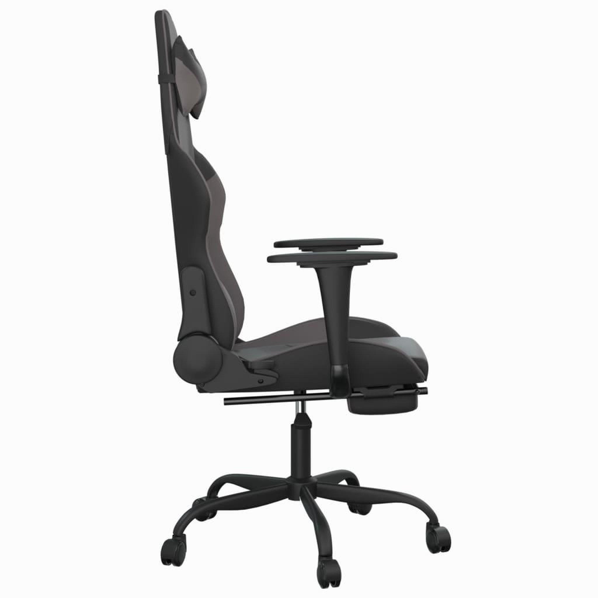 Voir la diapositive 4 : VIDAXL Chaise de jeu avec repose-pied Noir et gris Similicuir