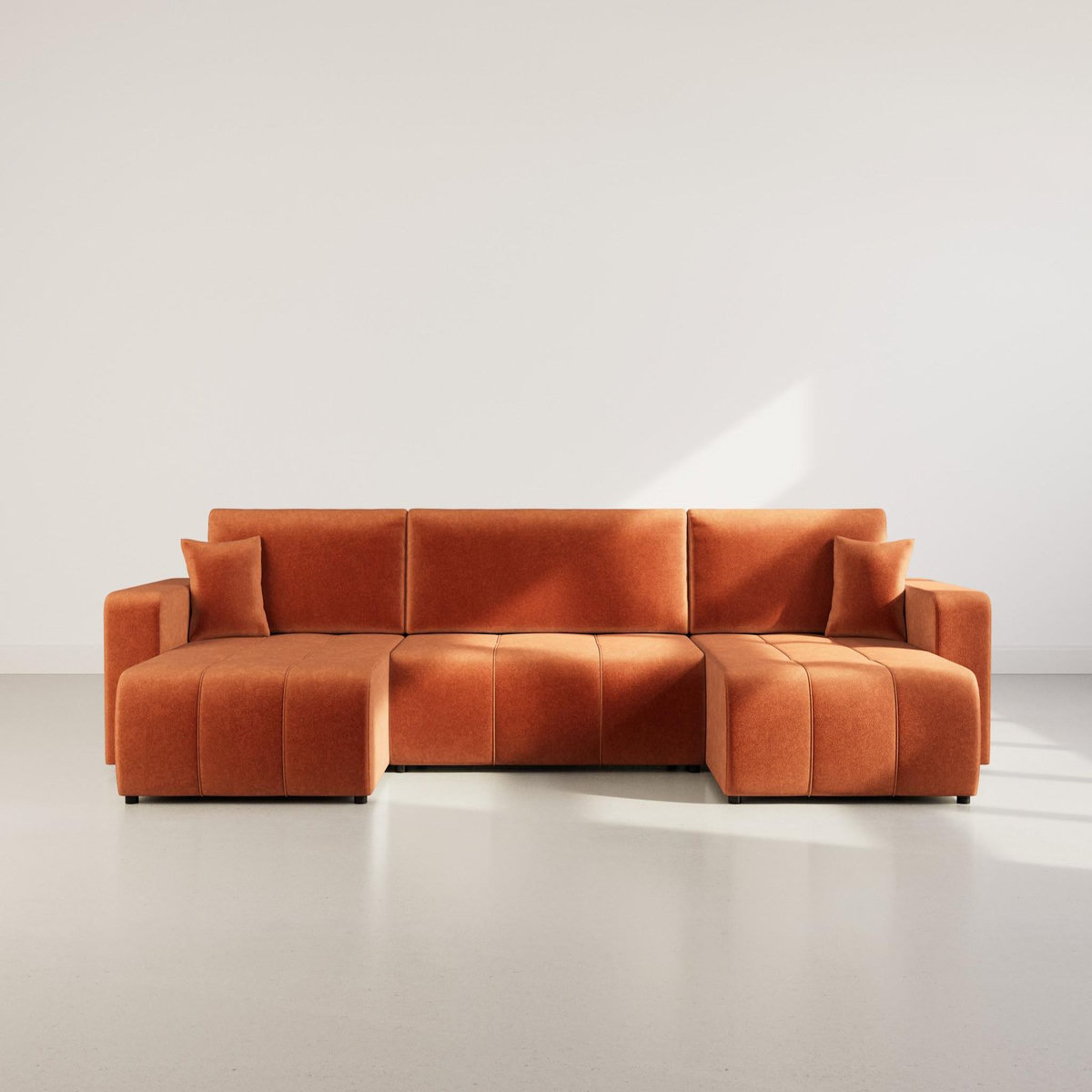 BEST MOBILIER Nicole - canapé panoramique en u 7 places convertible avec coffre en tissu