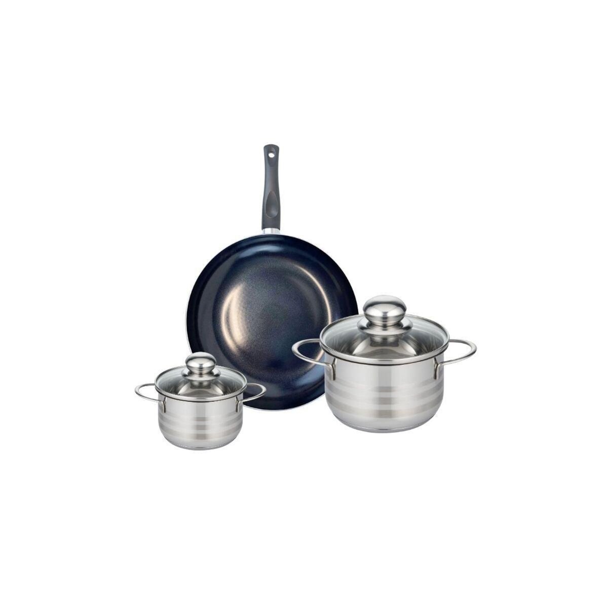 ELO Ensemble de 1 Poêle de cuisson 24 cm et 2 faitouts 12 et 16 cm Elo Prima Brillant