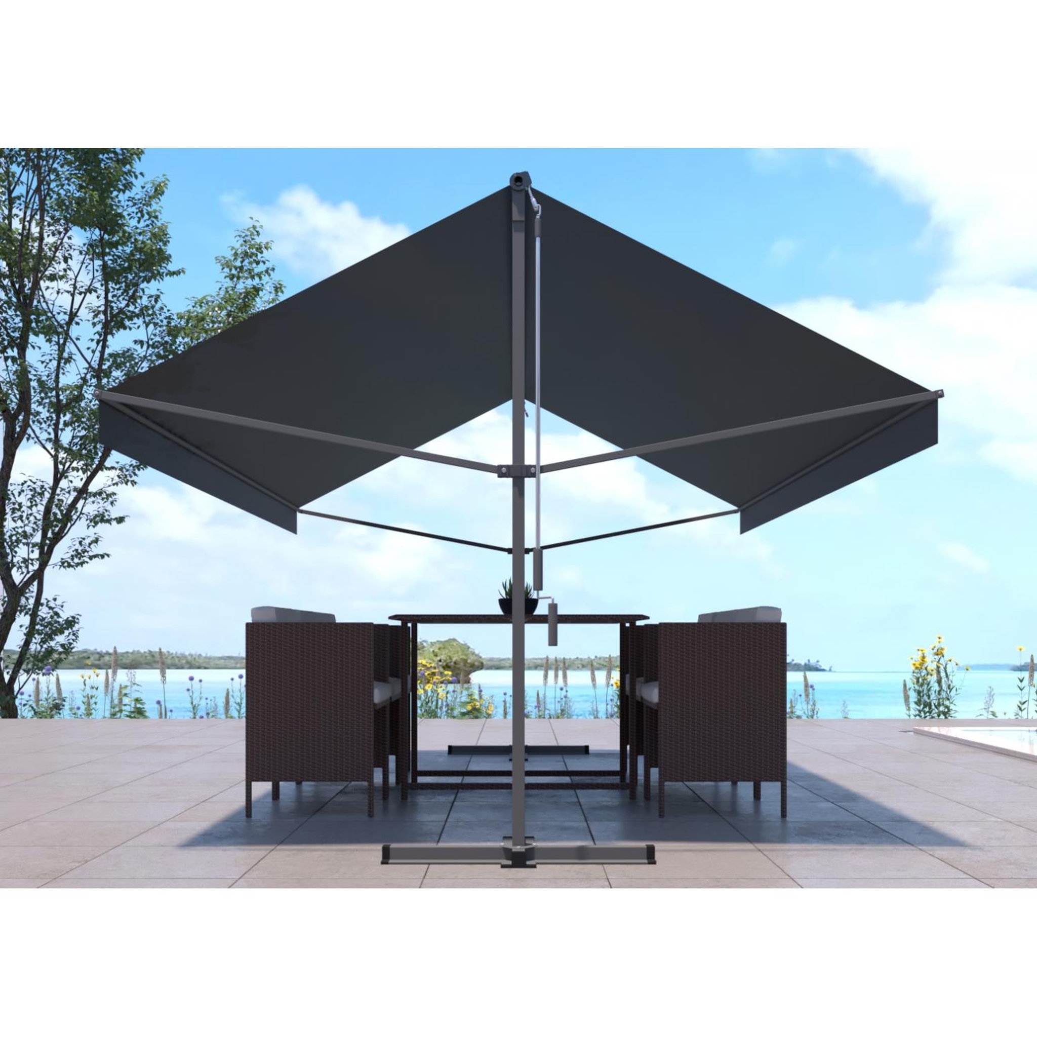 Voir la diapositive 3 : CONCEPT USINE Store banne double pente 4 x 3 m gris ISEO
