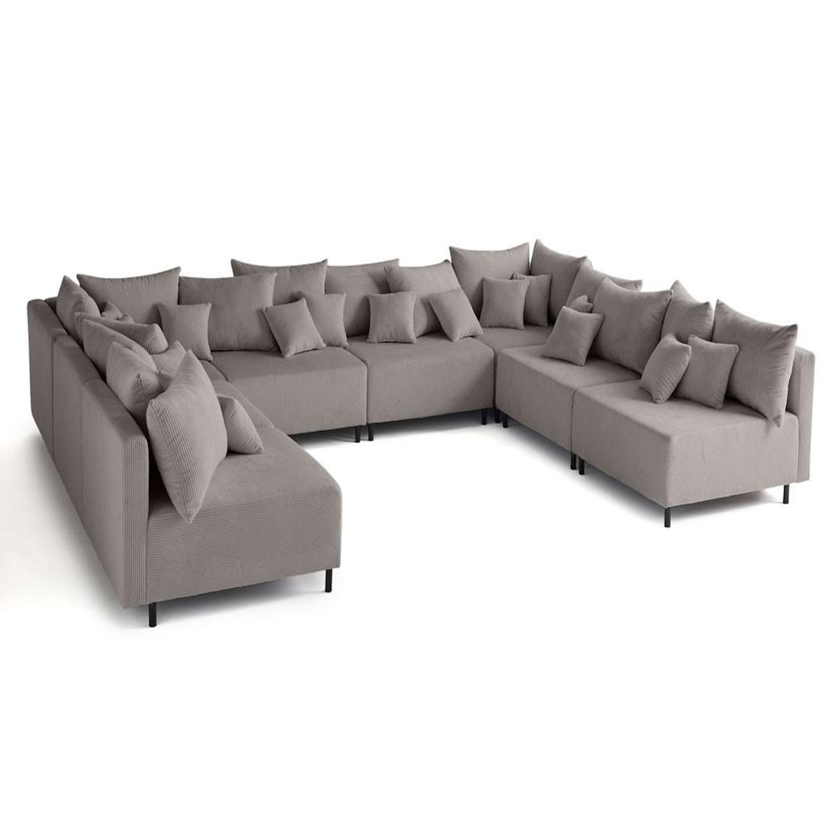 LISA DESIGN Edinburg - canapé modulable panoramique 8 places - en velours côtelé