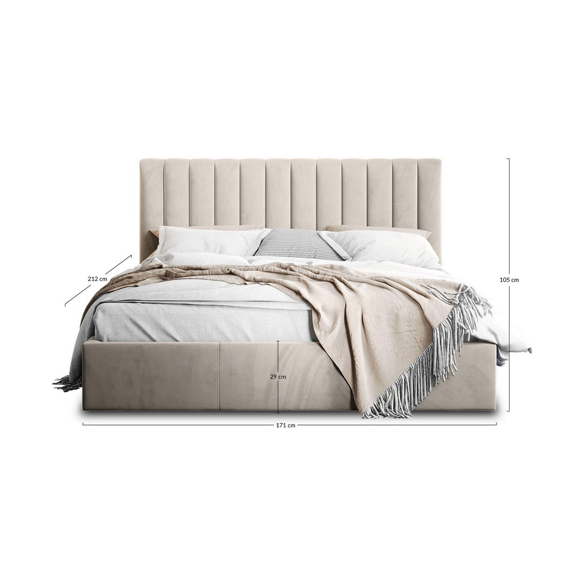 BEST MOBILIER Rosario - lit coffre - 160x200 - sommier inclus - en velours