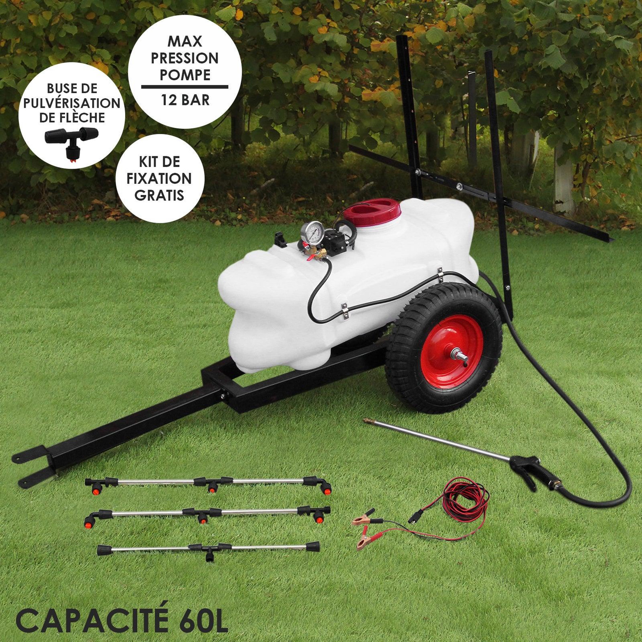Voir la diapositive 2 : MAXBLAST Pulvérisateur pour quad 60 l avec remorque