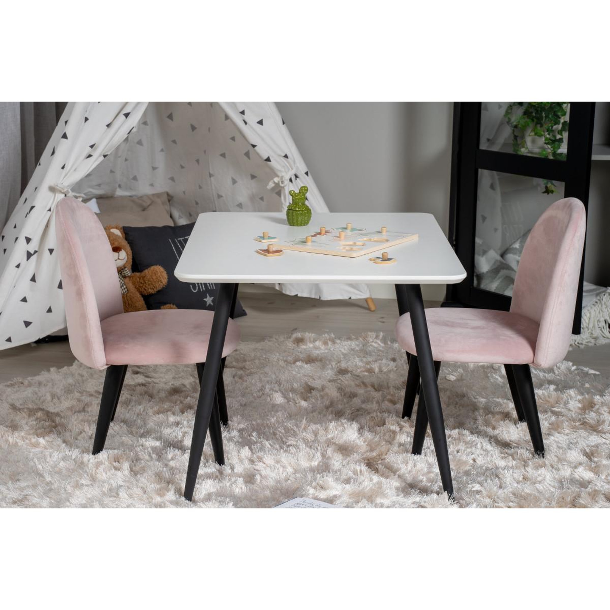 Voir la diapositive 5 : Paris Prix Table enfant & 2 chaises  polar  80cm blanc & rose