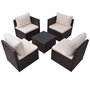 Voir la diapositive 4 : VIDAXL Salon de jardin 5 pcs avec coussins Resine tressee Marron
