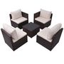 Voir la diapositive 4 : VIDAXL Salon de jardin 5 pcs avec coussins Resine tressee Marron