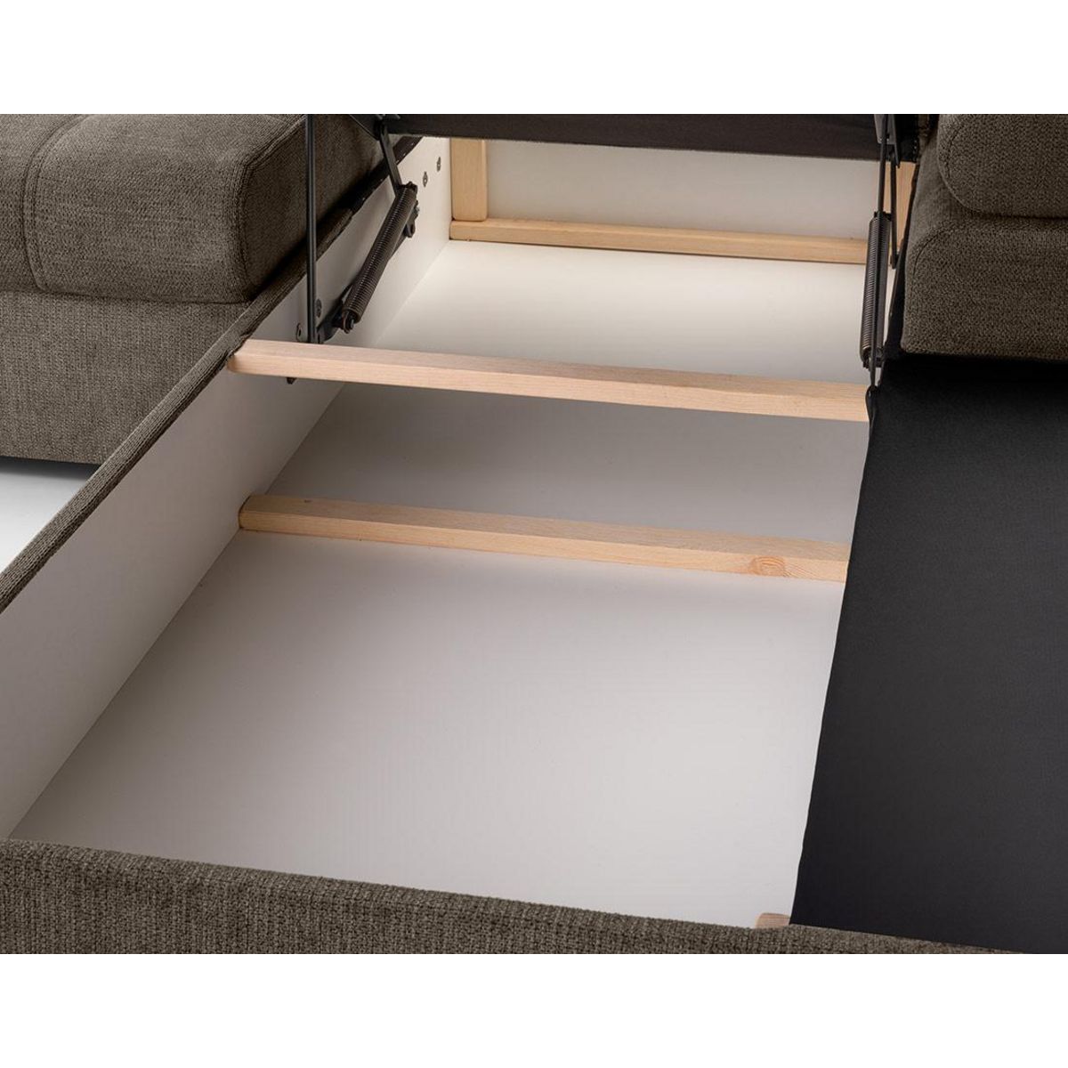 BEST MOBILIER Bianca - canapé d'angle droit 4 places convertible avec coffre en tissu texturé