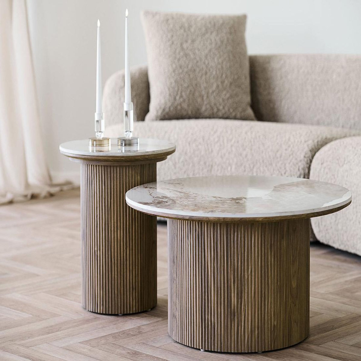 LISA DESIGN Lysa - table basse plateau effet marbre et pieds effets bois - 80 cm