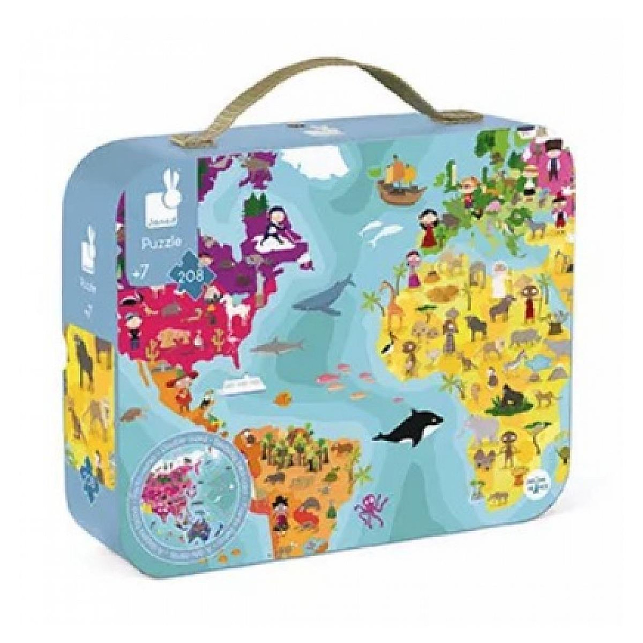 Juratoys-Janod Puzzle du monde Recto Verso 208 pieces