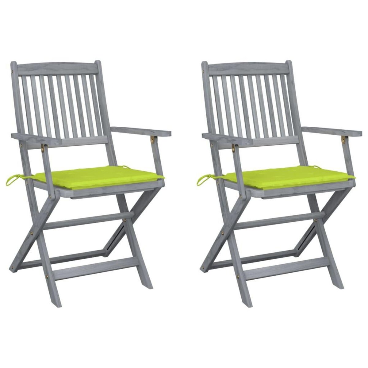 VIDAXL Chaises pliables d'exterieur lot de 2 et coussins Bois d'acacia