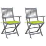 VIDAXL Chaises pliables d'exterieur lot de 2 et coussins Bois d'acacia