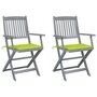 Voir la diapositive 1 : VIDAXL Chaises pliables d'exterieur lot de 2 et coussins Bois d'acacia