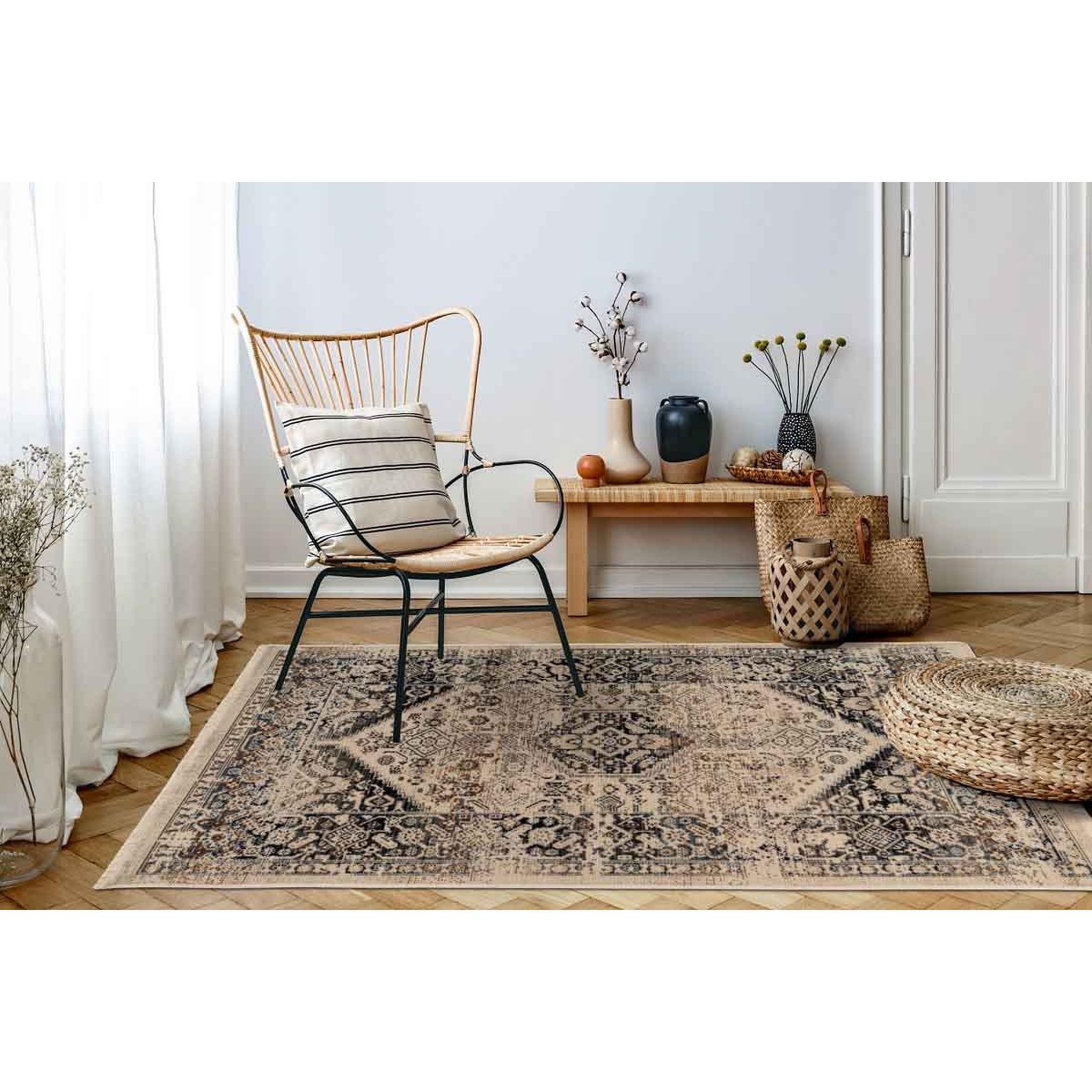 Voir la diapositive 5 : Paris Prix Tapis tissé ethnique à poils plats  charu  bleu
