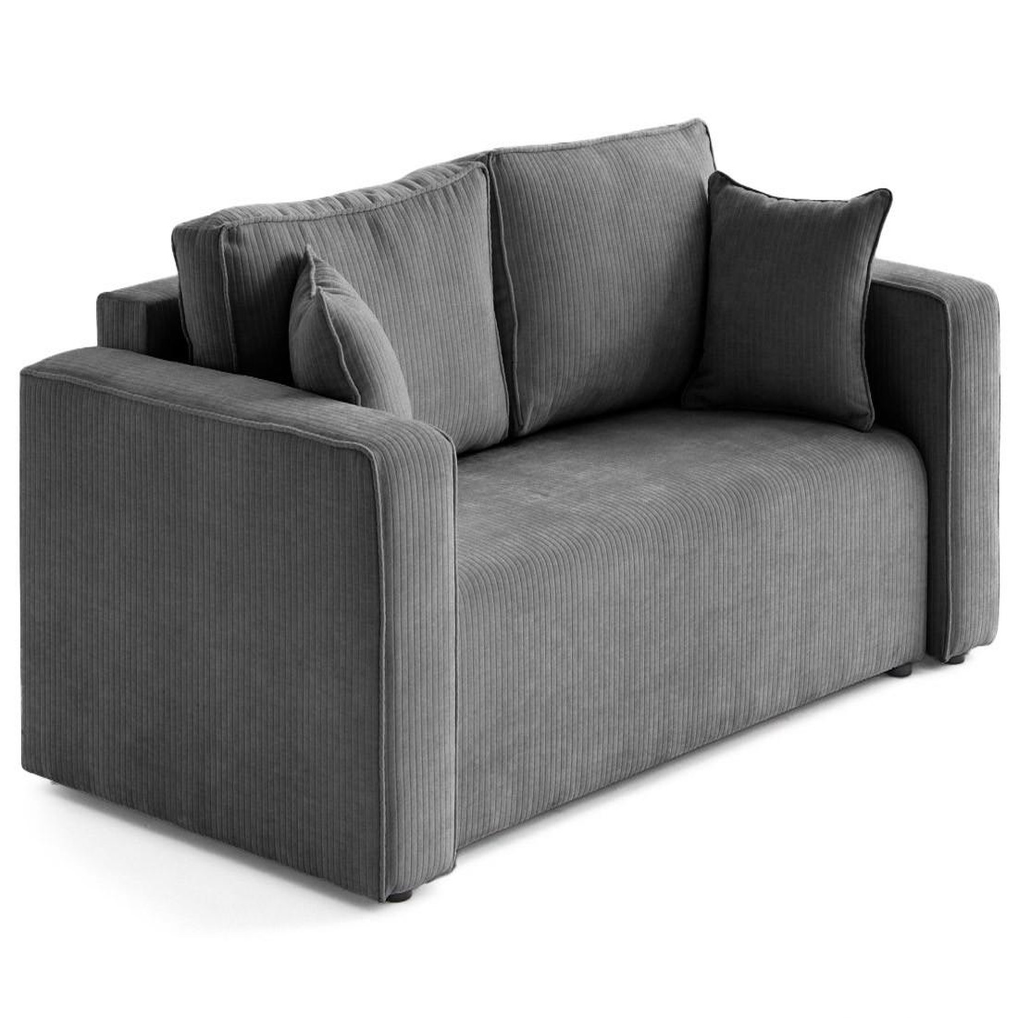 Voir la diapositive 3 : BEST MOBILIER Topaze - canapé droit 2 places en velours côtelé plat