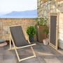 Voir la diapositive 6 : ID MARKET Lot de 2 chaises longues pliantes chilienne bois toile gris anthracite