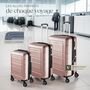 Voir la diapositive 4 : tectake Set de valises de voyage 3 pièces en plastique ABS robuste avec revêtement en polycarbonate or rose