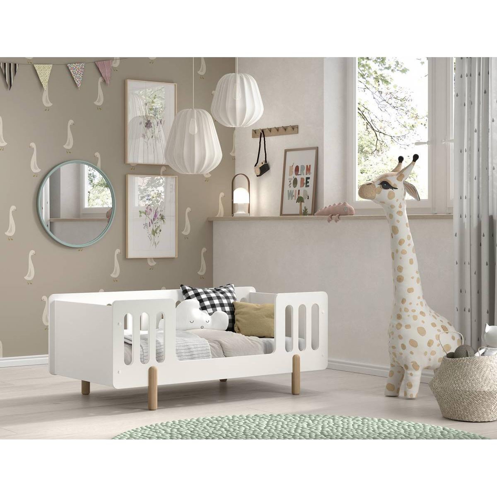 Voir la diapositive 4 : Paris Prix Lit enfant scandinave  smile  70x140cm blanc