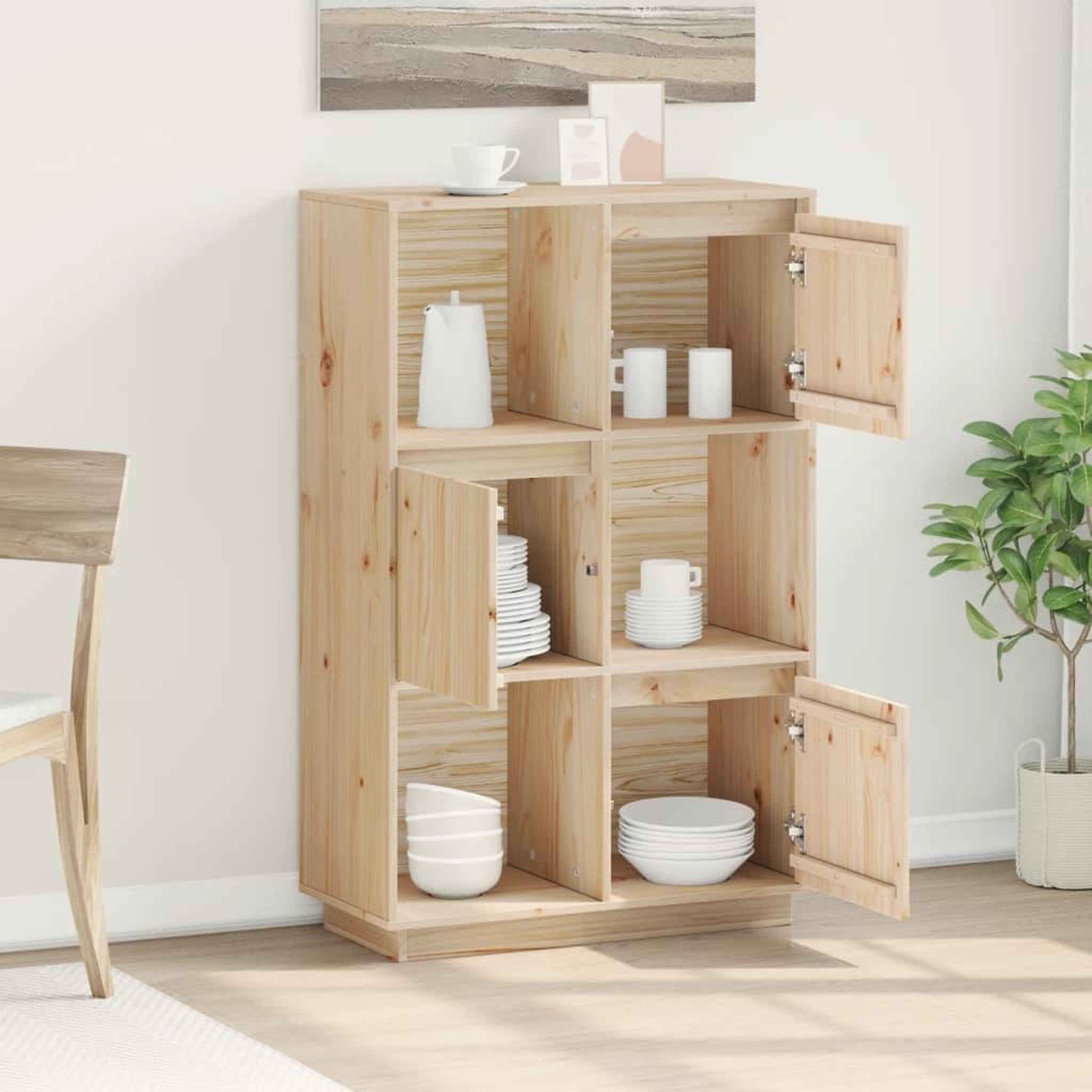 Voir la diapositive 3 : VIDAXL Buffet haut 74x35x117 cm Bois massif de pin