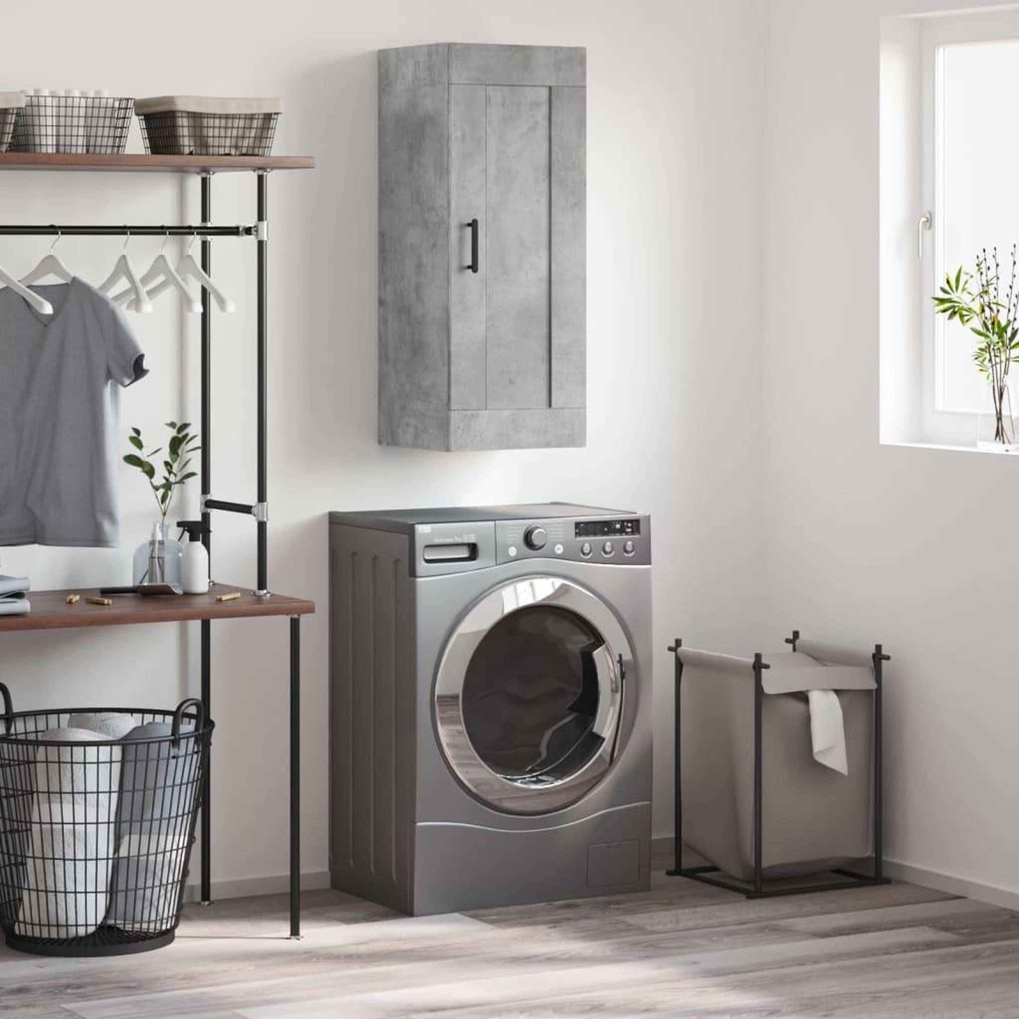 VIDAXL Armoire murale gris beton 34,5x34x90 cm bois d'ingenierie