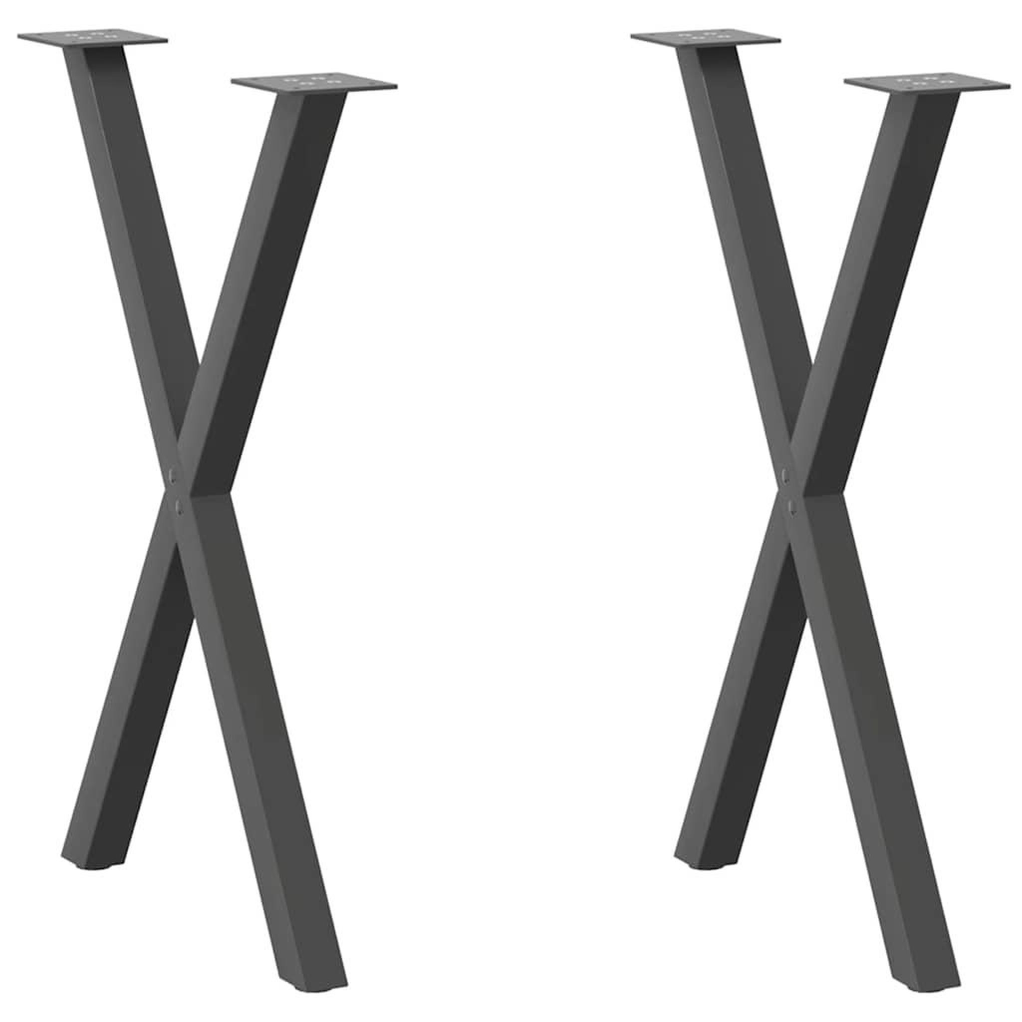 VIDAXL Pieds de table a manger forme de X 2 pcs 57x(72-73) cm acier
