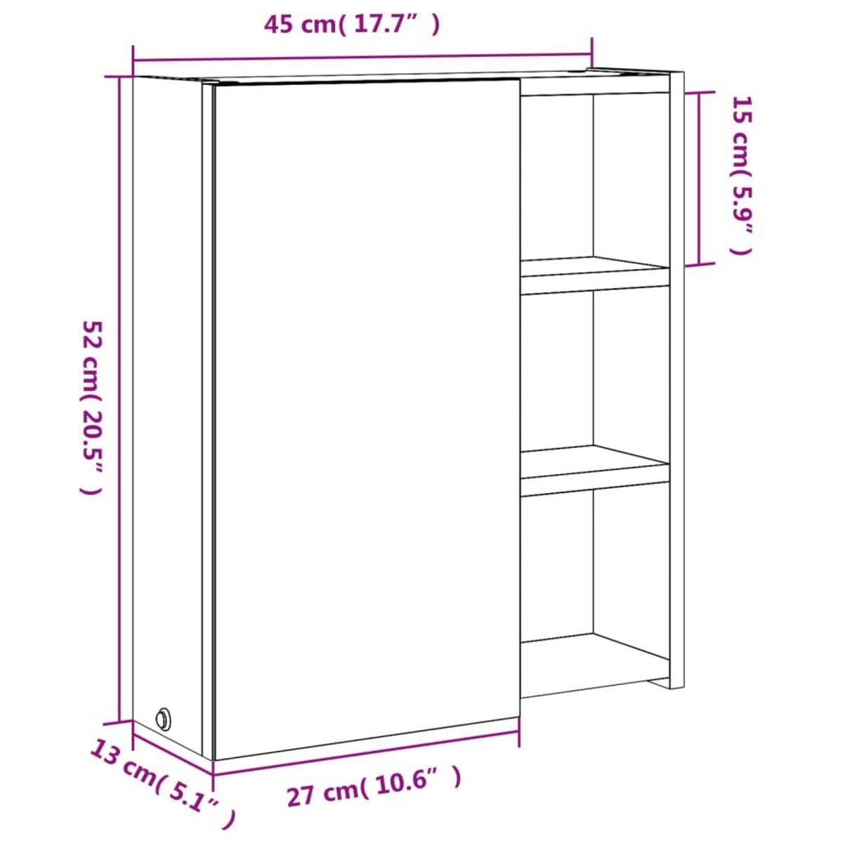 VIDAXL Armoire de salle de bain a miroir avec LED noir 45x13x52 cm