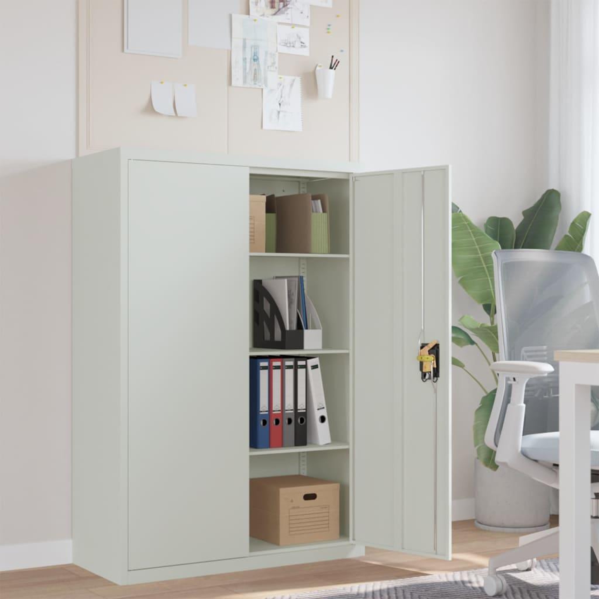 Voir la diapositive 1 : VIDAXL Armoire de bureau 90x40x140 cm Acier Gris