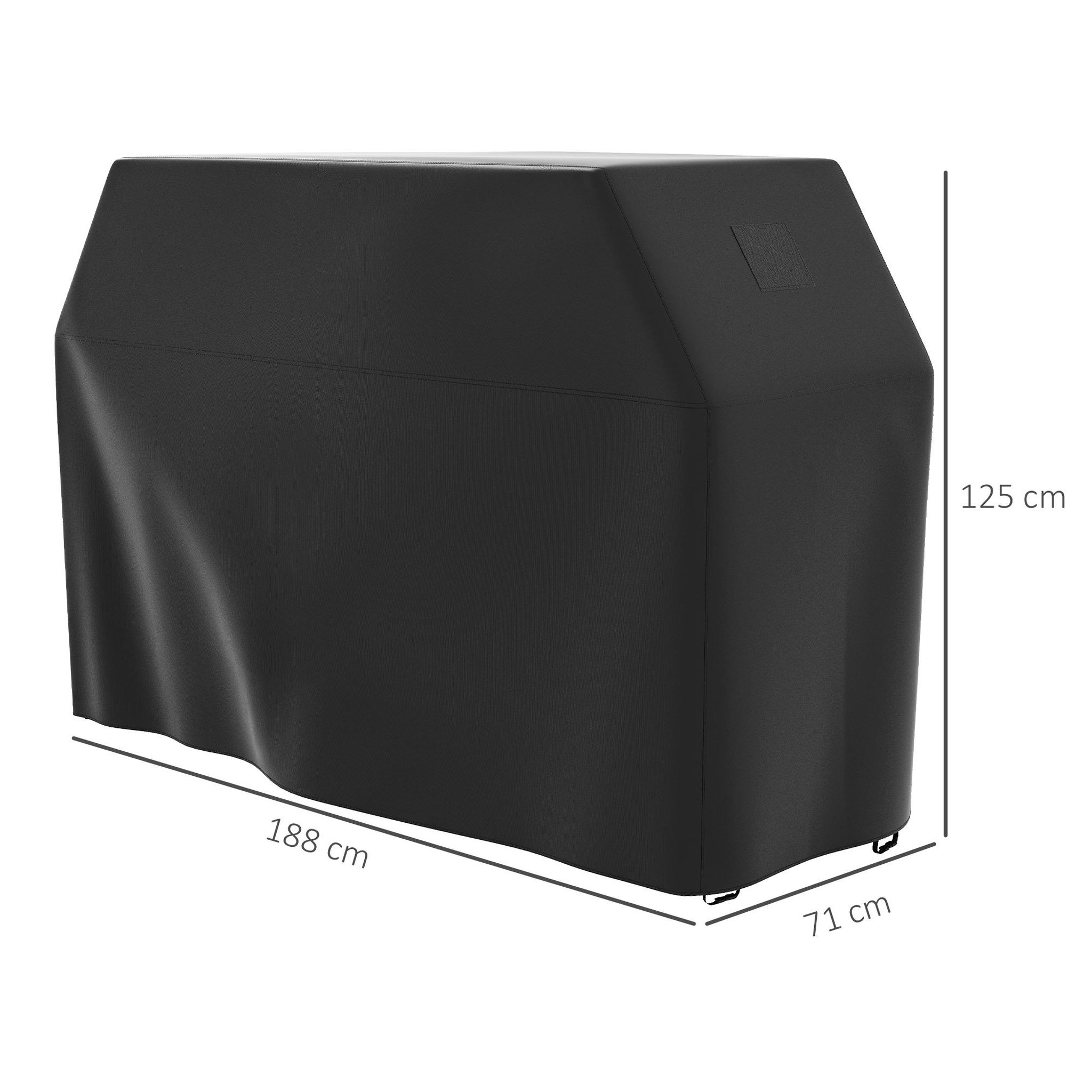 Voir la diapositive 3 : OUTSUNNY Housse de protection barbecue dim. 188L x 71l x 125H cm - imperméable, anti-UV, attaches - Oxford haute densité 300D noir
