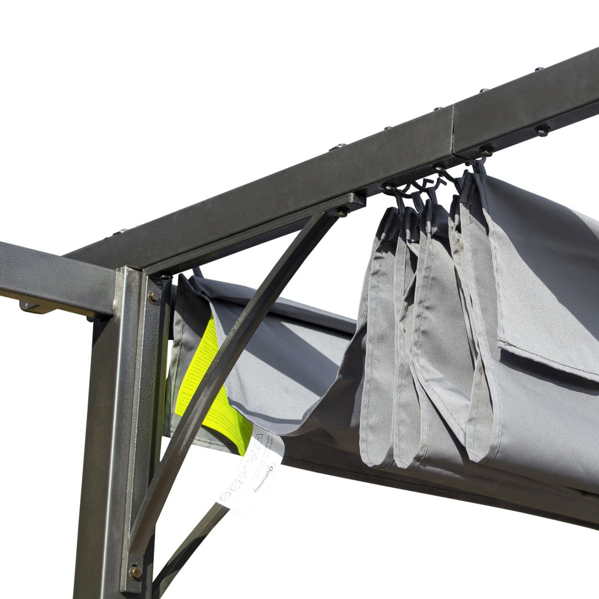 OUTSUNNY Pergola rétractable 3L x 3l x 2,30H m structure métal époxy anticorrosion noire + toile polyester haute densité 180 g/m² incluse gris