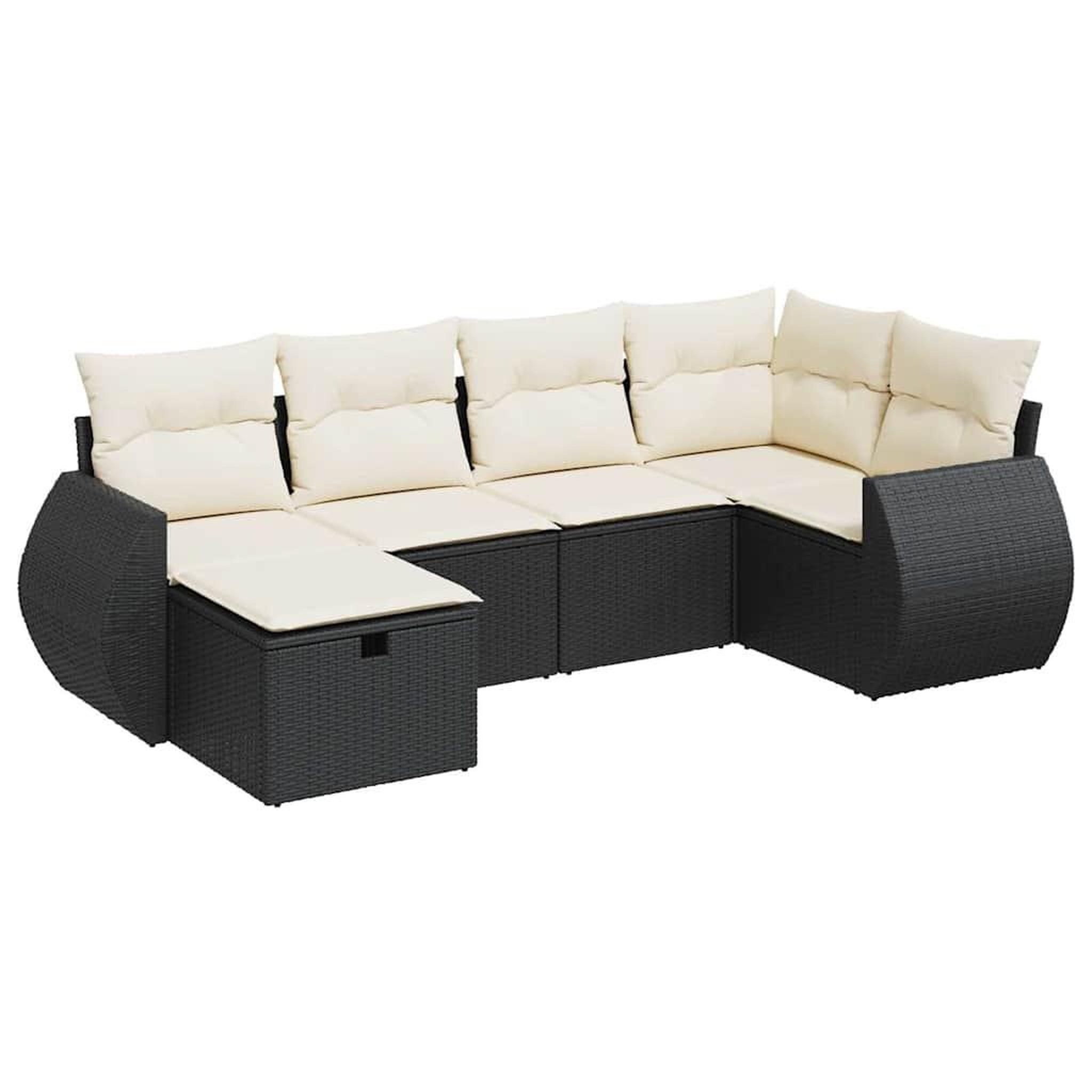 Voir la diapositive 2 : VIDAXL Salon de jardin 6 pcs avec coussins noir resine tressee