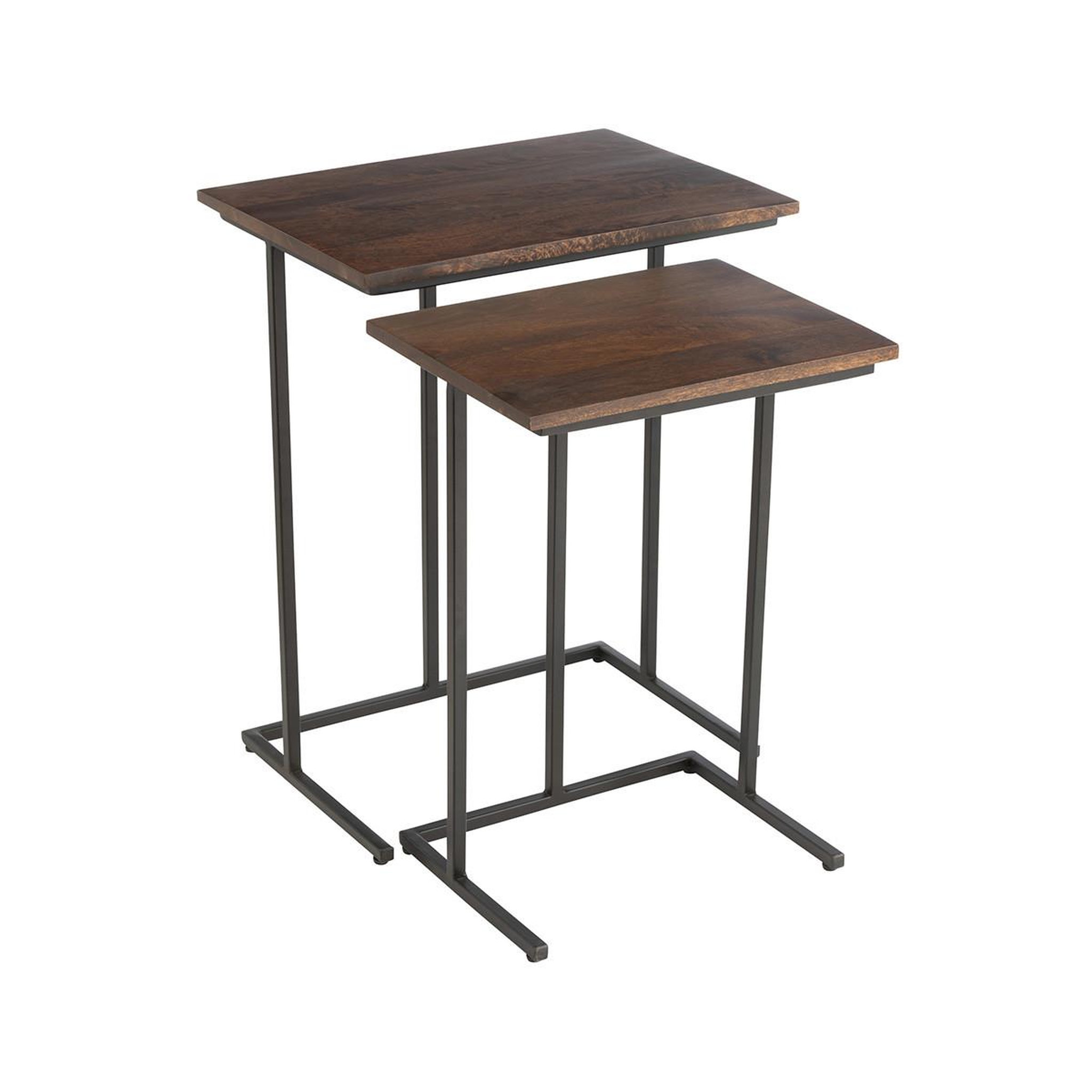 Voir la diapositive 2 : J-LINE Lot de 2 tables d'appoint gigognes  randy  63cm marron