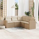 VIDAXL Salon de jardin avec coussins 5 pcs beige resine tressee