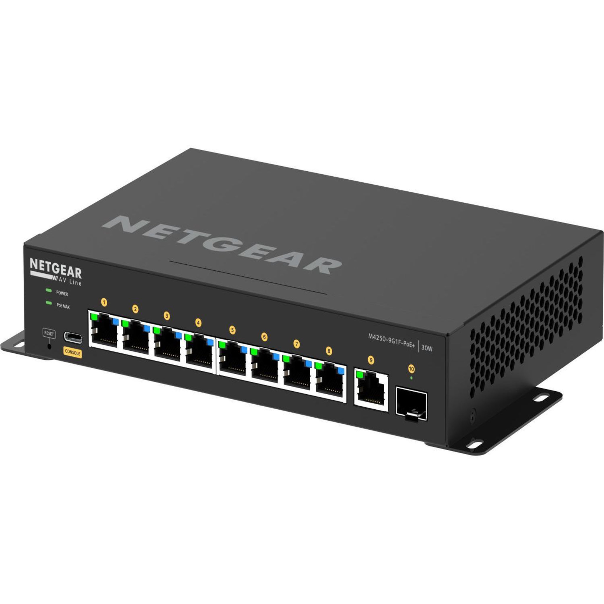 Voir la diapositive 3 : Netgear Switch réseau NETGEAR M4250-9G1F-PoE+ géré L3 avec 8 ports PoE+ Gigabit et 1 port Gigabit SFP