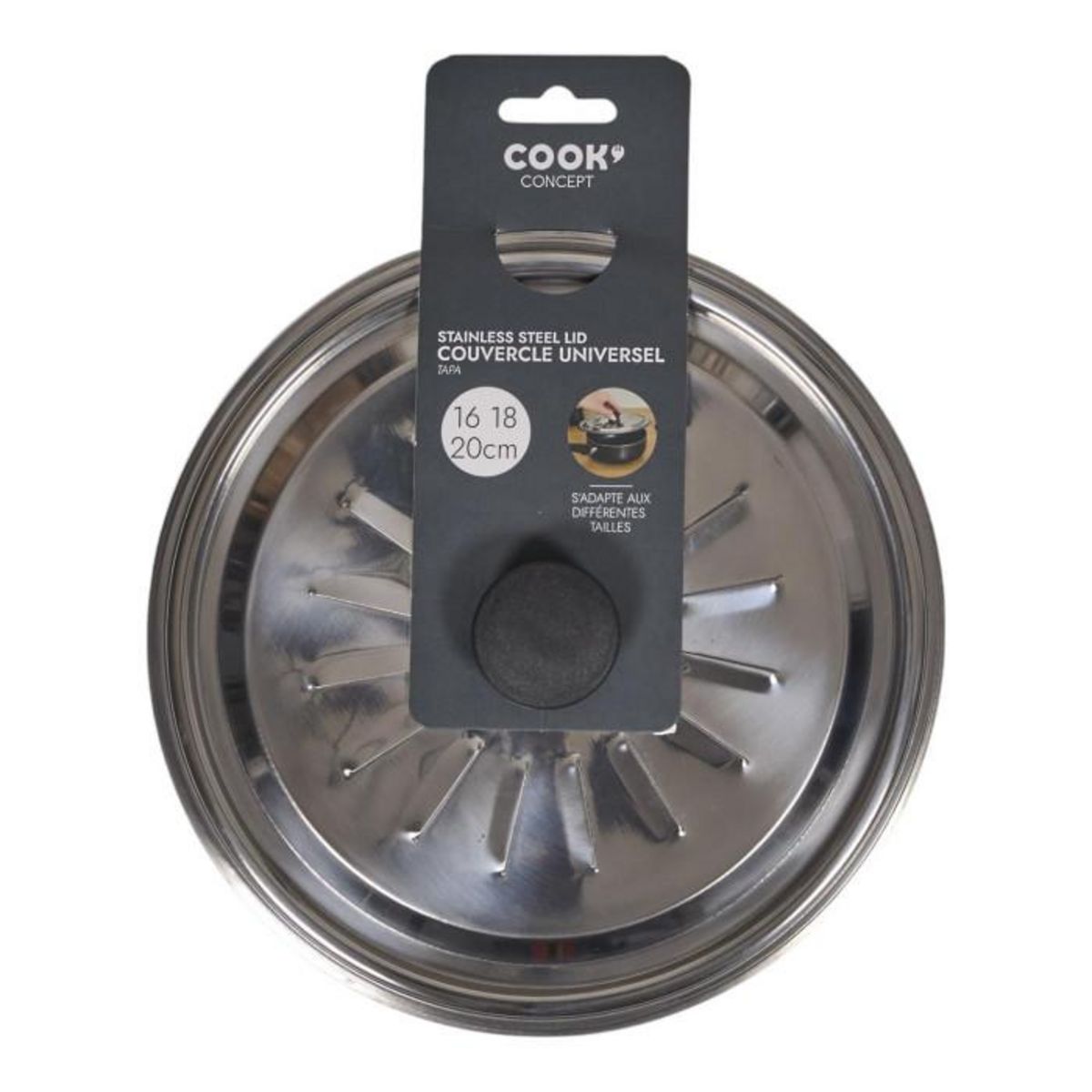 Paris Prix Couvercle de Cuisson en Inox  Universel  20cm Argent