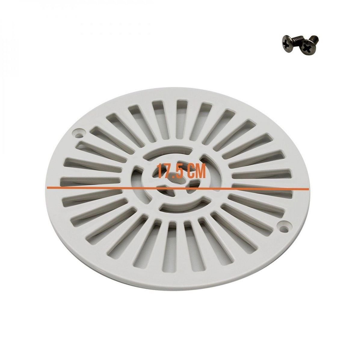 Astral Grille bonde de fond ronde avec vis pour piscine béton - Diam 17,5 cm - Blanc