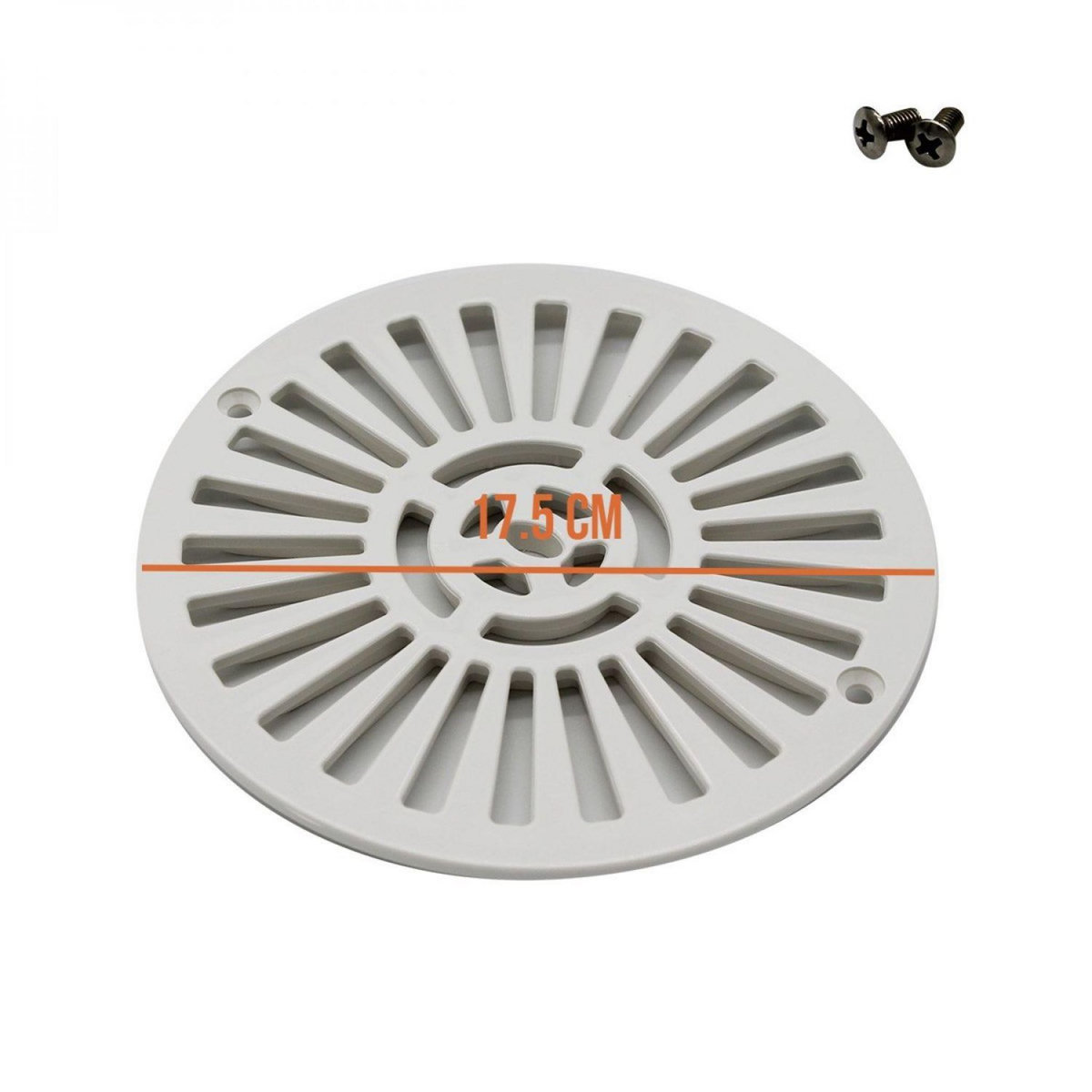 Astral Grille bonde de fond ronde avec vis pour piscine béton - Diam 17,5 cm - Blanc