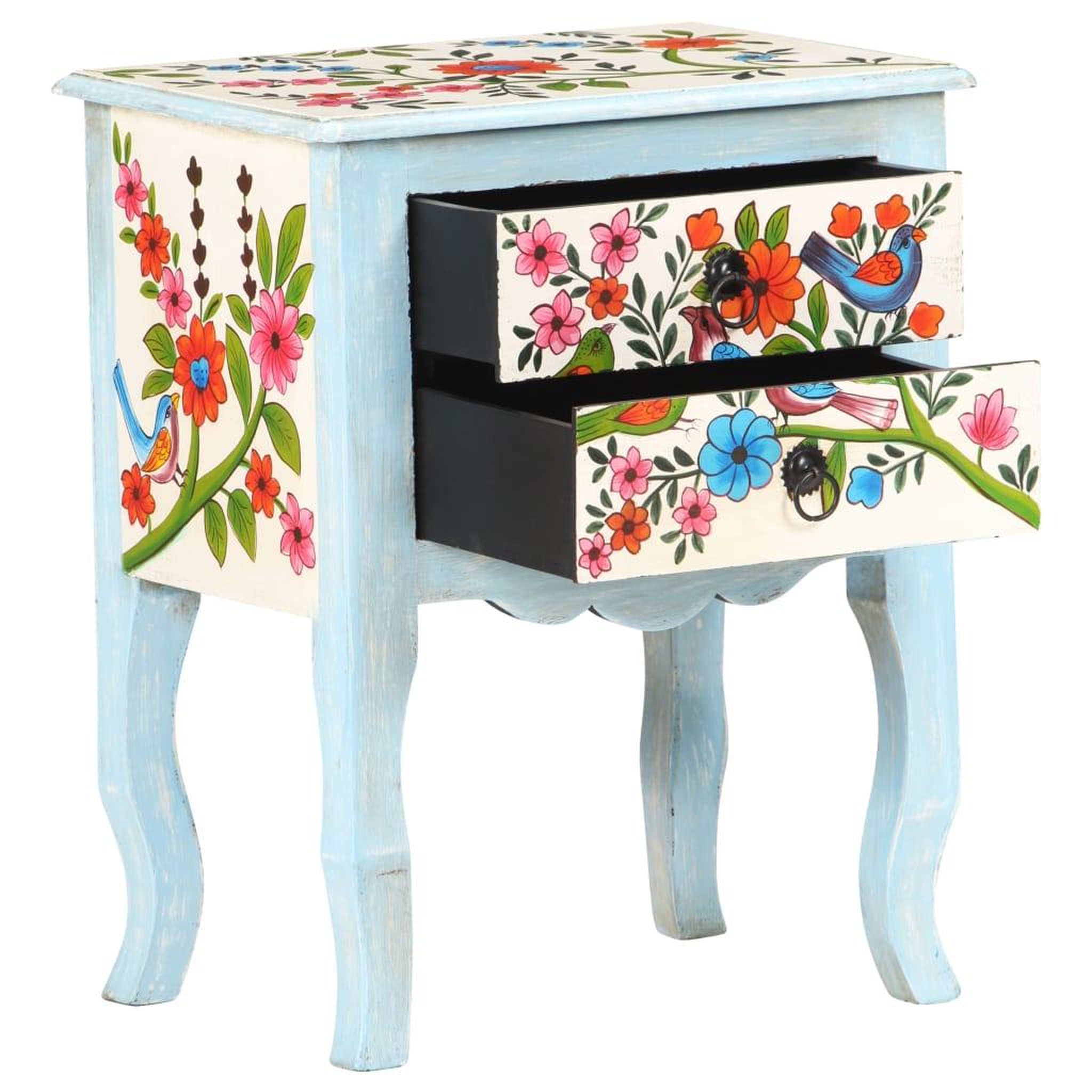 Voir la diapositive 2 : VIDAXL Table de chevet peinte a la main 40x30x50 cm Bois de manguier