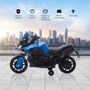 Voir la diapositive 4 : HOMCOM Moto électrique enfant 6 V 3 Km/h effet lumineux et sonore roulettes amovibles repose-pied valises latérales métal PP bleu noir