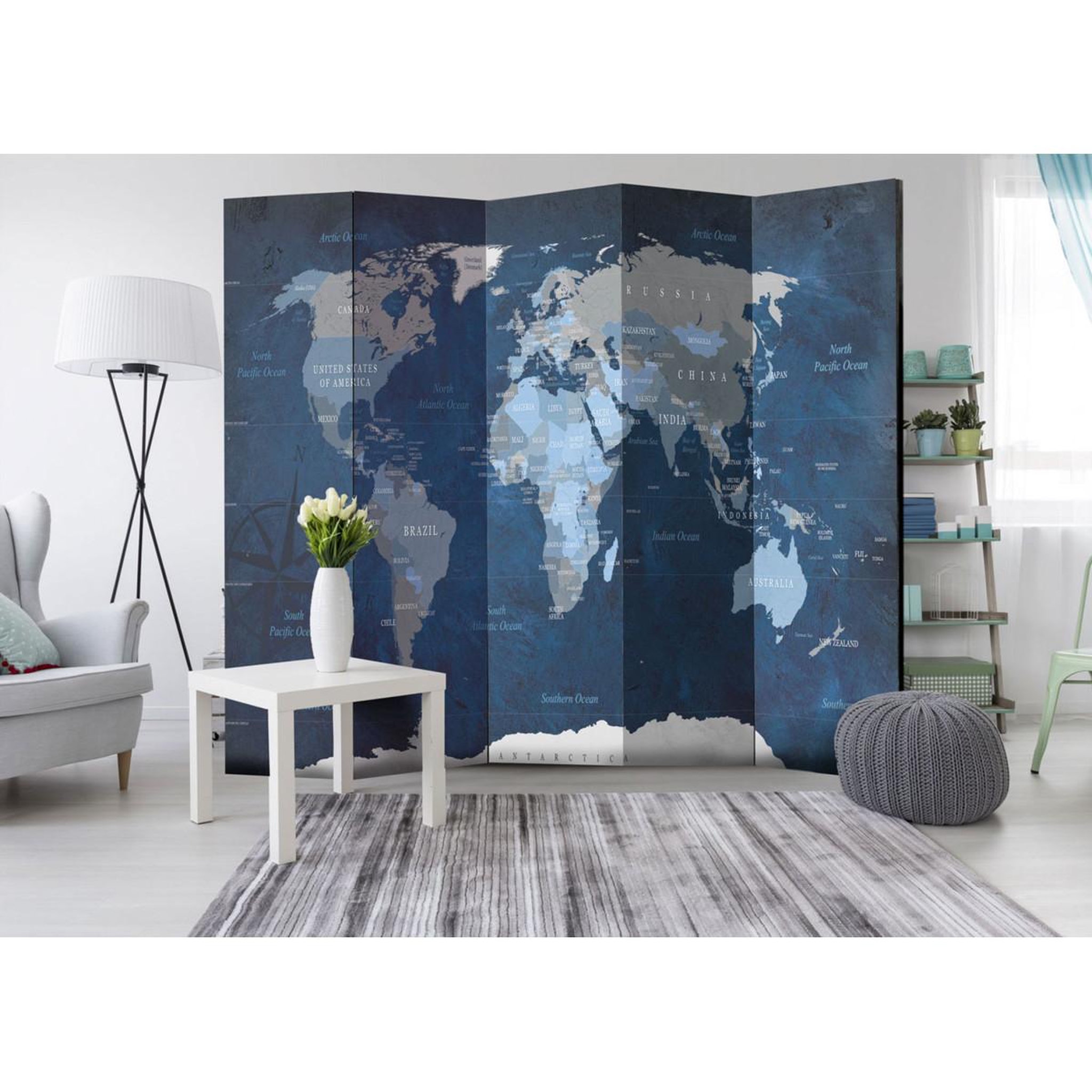 Voir la diapositive 2 : Paris Prix Paravent 5 volets  dark blue world  172x225cm