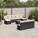 VIDAXL Salon de jardin 11 pcs avec coussins noir resine tressee
