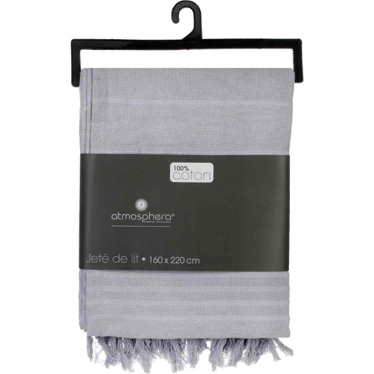 ATMOSPHERA Jeté de Lit  Anjali  160x220cm Gris Clair