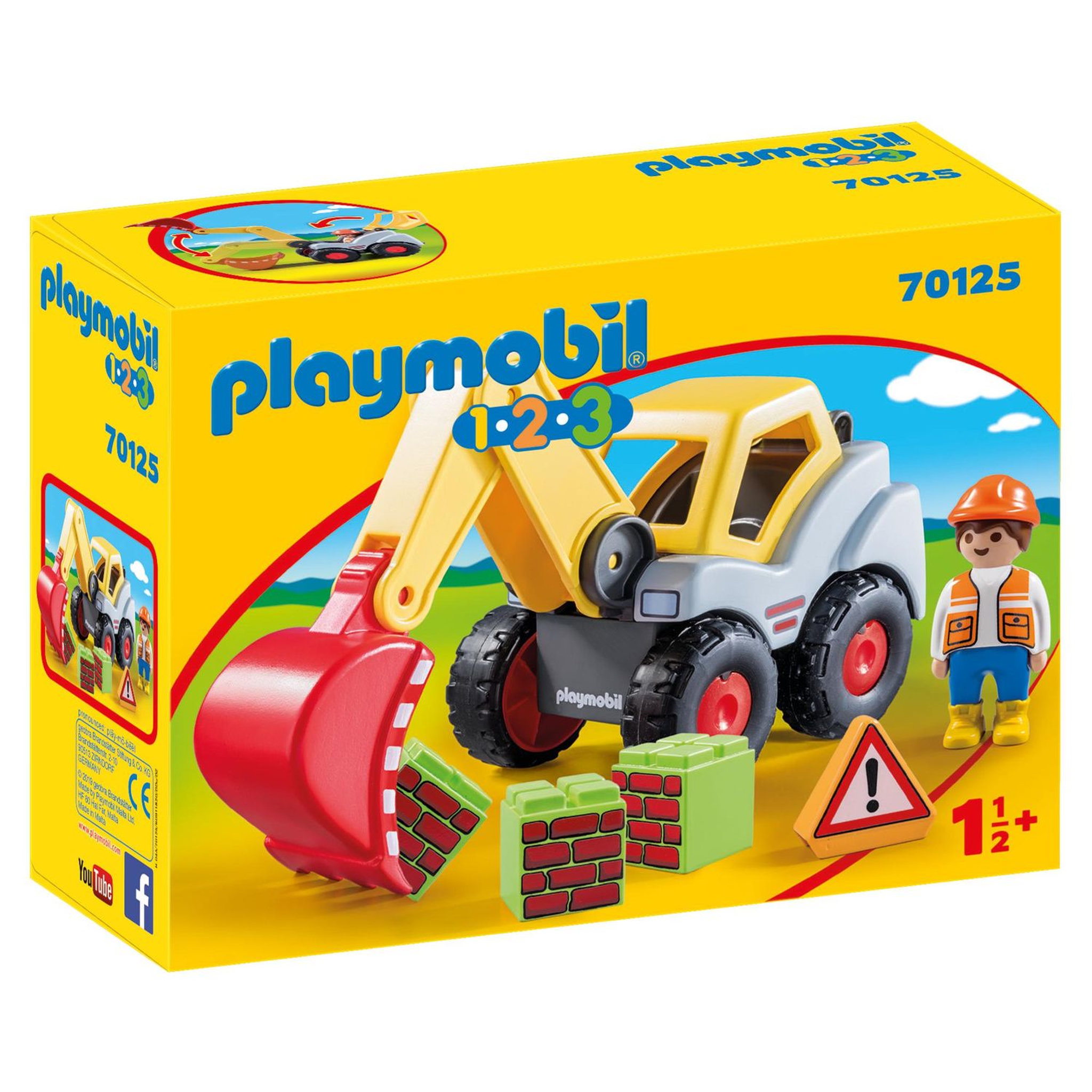 Voir la diapositive 1 : PLAYMOBIL 70125 - 1.2.3 -  Pelleteuse