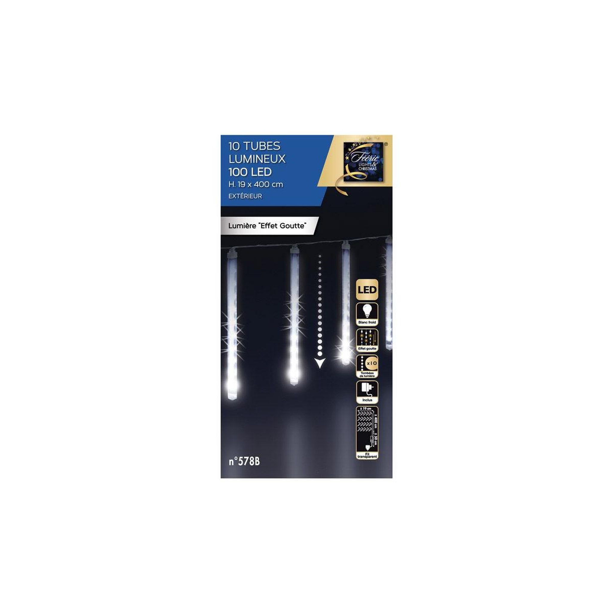 Voir la diapositive 2 : FEERIC LIGHT & CHRISTMAS Décoration lumineuse  tubes lumineux  360cm blanc